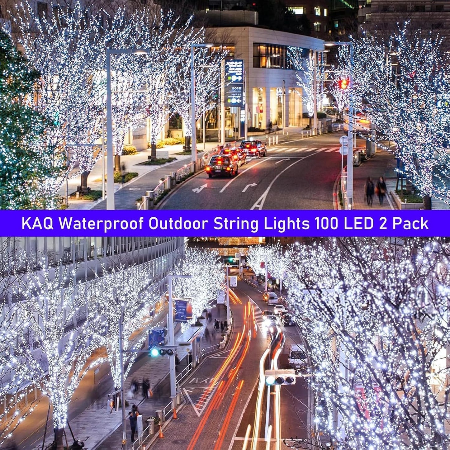 Solar String Lights Outdoor Waterproof 2PK 200LED 66FT Twinkle Lights Auto On/Off Solar Powered LED Fairy Light Green Wire with 8 Modes for Christmas Tree Party Wedding Garden Decoration (Cool White)