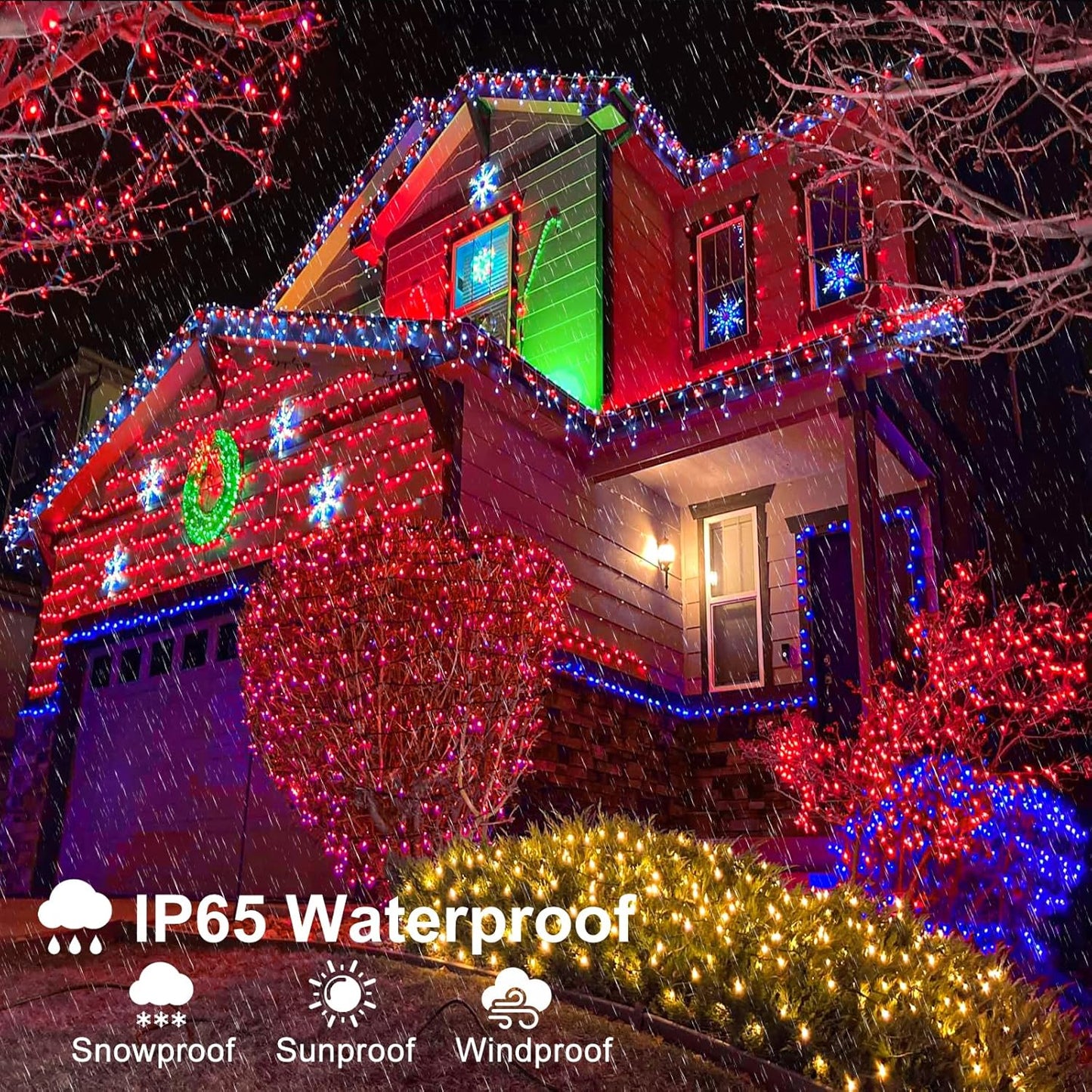 Christmas Lights Outdoor, 66FT 200 LED Christmas Tree Lights with 8 Modes Waterproof, Plug in Green Wire String Twinkle Light for Indoor Bedroom Patio Wedding Holiday Decorations, Red