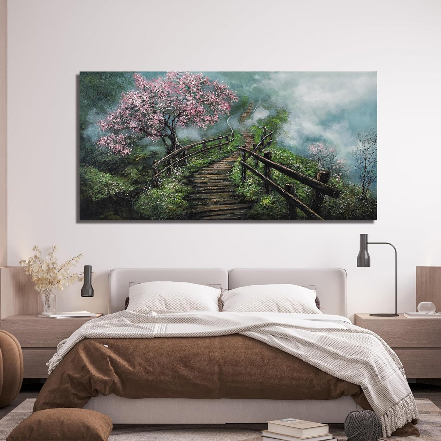 Canvas Wall Art Decor Wall Art Pictures for Living Room Tree of Life Wall Art Prints Canvas Art Wall Decor Foggy Trail Artwork for Walls Tree Flower Wall Art Decor for Room Home Office Wall Decor 20" X 40"