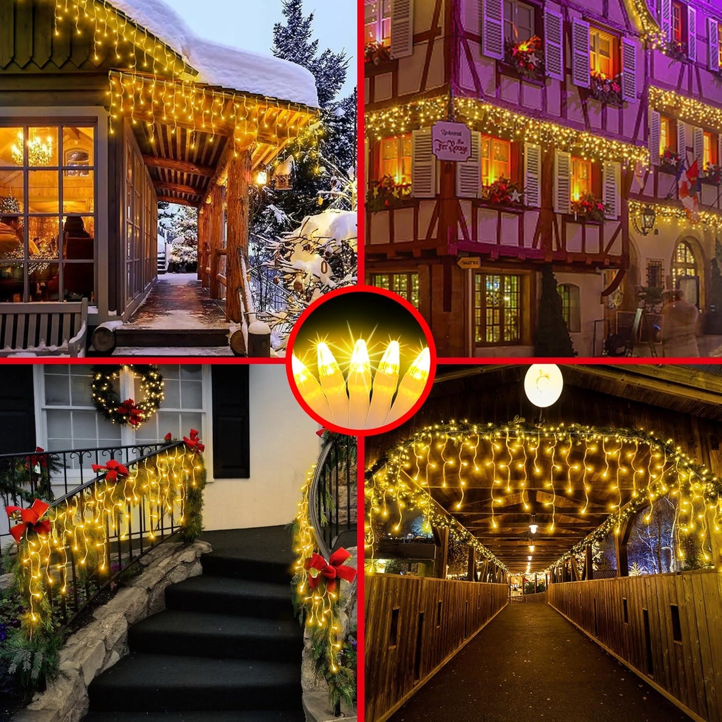 1620LED 164ft Christmas Lights, 360Drops 12 Modes Warm White Christmas String Lights Outdoor Dimmable, Waterproof Christmas Decoration Fairy Lights with Timer for Indoor Eaves Party Patio Window Fence