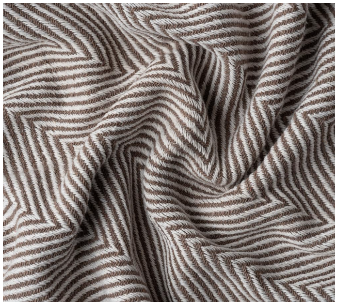 Lightweight Cotton Throw Blanket – Herringbone Chevron Pattern, Boho Farmhouse Decor (Ash Grey, Deep Blue & Brown Options, Twin Size, 57"x79")