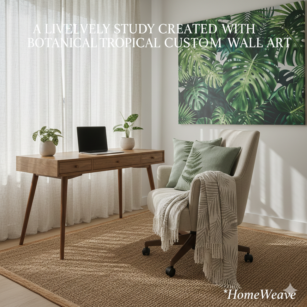 A Lively Study Created with Botanical Tropical Custom Wall Art 🌿