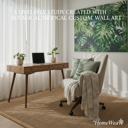 A Lively Study Created with Botanical Tropical Custom Wall Art 🌿