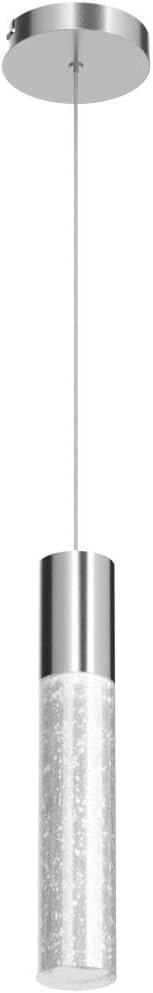 OKELI Pendant Lights Kitchen Island 1 Pack, 6000K Modern LED Bubble Crysta Pendant Light, Chrome Mini Single Island Lights Hanging Lighting for Dining Room, 6W, ETL