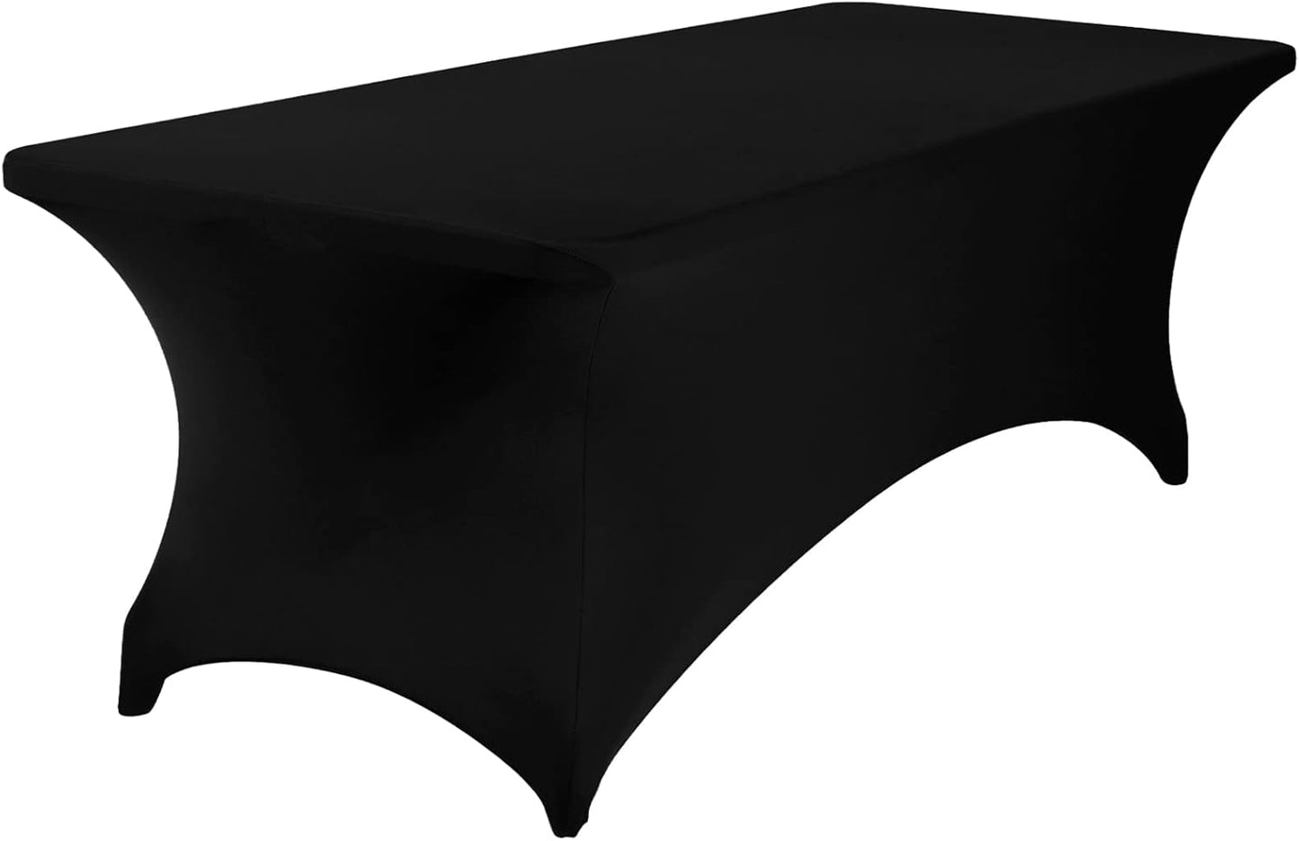 2Pack Spandex Waterproof Table Covers 8ft，Spandex 8ft Waterproof Table Cover for Party,Wedding, Banquet, and Events(Black)