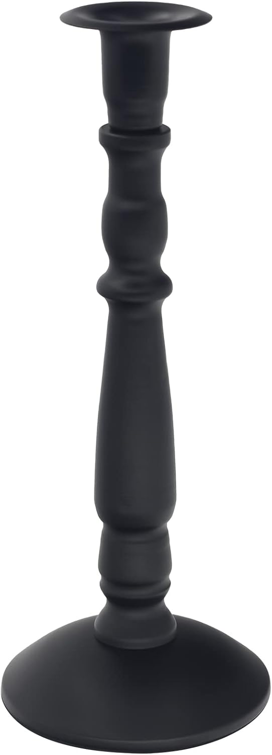 Matte Black Skinny Taper Candle Holder - Iron Slim Candle Stand for 7/8" Candles, Elegant Table Centerpiece for Home Decor and Farmhouse Table - 10"