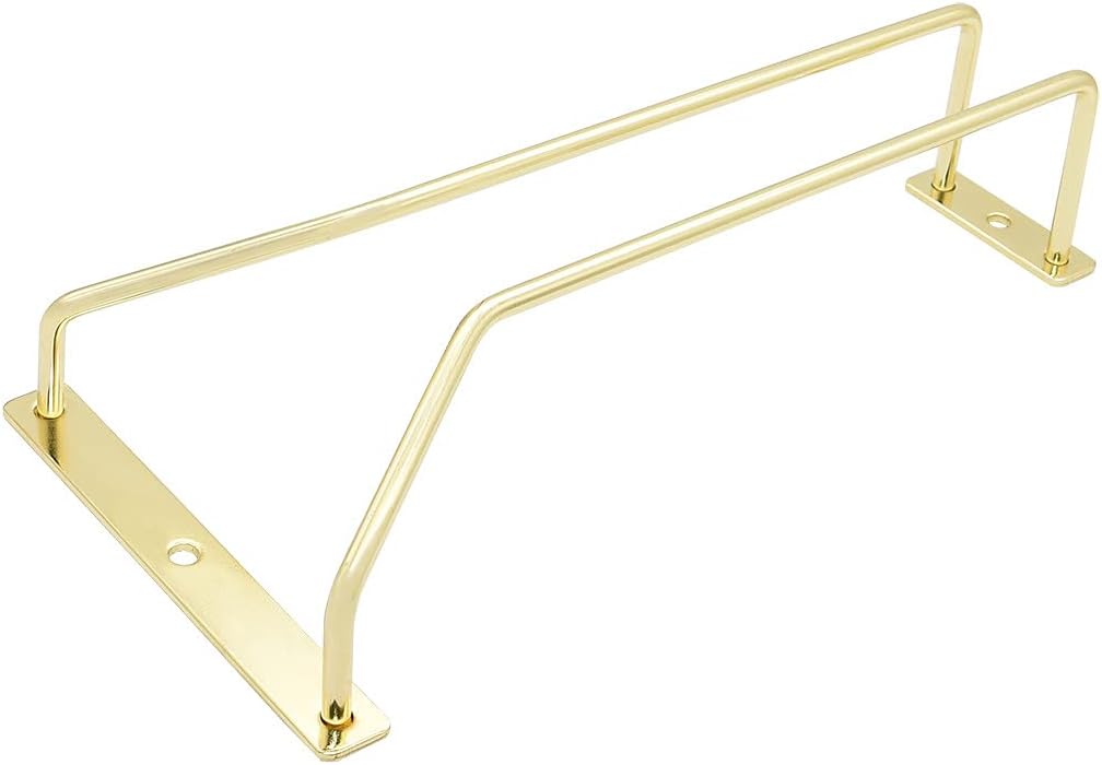 8.8-Inch Gold Wine Glass Rack, Under Cabinet Wine Glass Holder Stainless Steel Stemware Rack - Hanging Stemware Holder for Cabinet Kitchen Bar, Set of 3