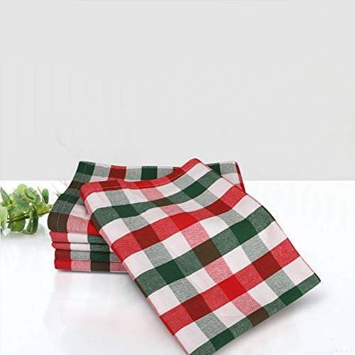 Christmas Kitchen Towels Set (6 Pack) – 100% Cotton, Absorbent Dish Cloths with Hanging Loop (X-Mas Checks, 20"x30")