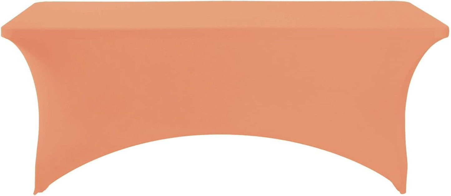 Spandex Table Cover for 6Ft or 4fT or 8ft Table Universal Fitted Stretch Tablecloth for Party, Banquet, Wedding and Events-Peach