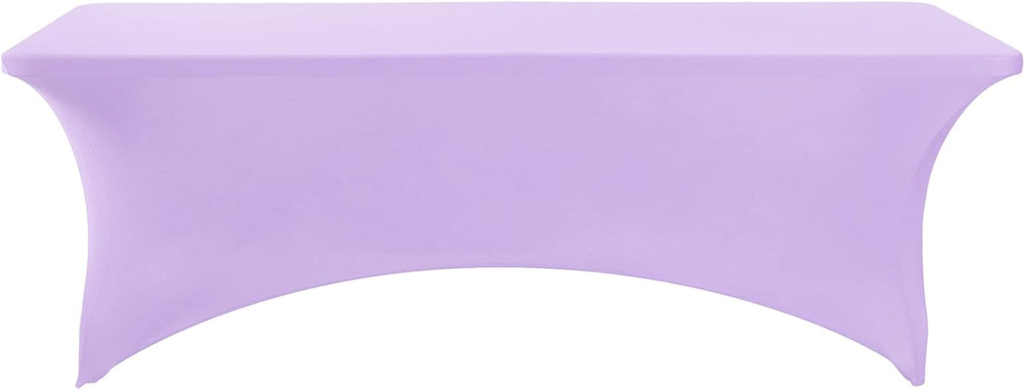 2Pack Spandex Table Cover for 8FT or 4ft or 6ft Table Universal Fitted Stretch Tablecloth for Party, Banquet, Wedding and Events-Lavender