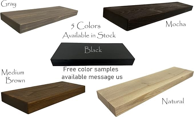 joelsantiques 72 Inch Wooden Floating Shelves for Wall - 72x12x2 in - Made of Natural Wood - Long Heavy Duty Wall Shelves for Bedroom - Perfect for Living Room, Kitchen - Black