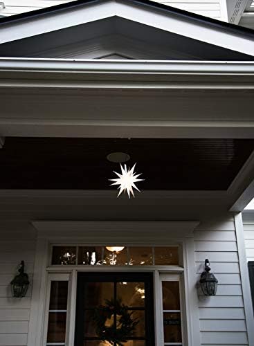 Elf Logic 12" Bright White LED Moravian Star Tree Topper - Hanging Outdoor/Indoor Christmas Tree Star Topper Light - Use as Holiday Decoration, Porch Light, Wedding and Ballroom Venue Decor