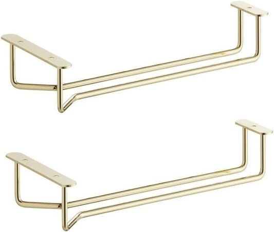 Soro Essentials Set of 2 Brass Plated 10" Glass Hangers, Rust Resistant