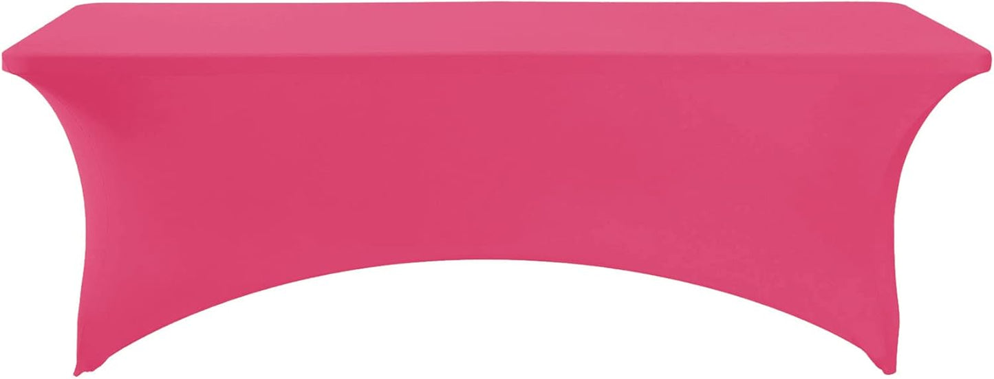 Spandex Table Cover for 8FT or 4ft or 6ft Table Universal Fitted Stretch Tablecloth for Party, Banquet, Wedding and Events-Hot Pink