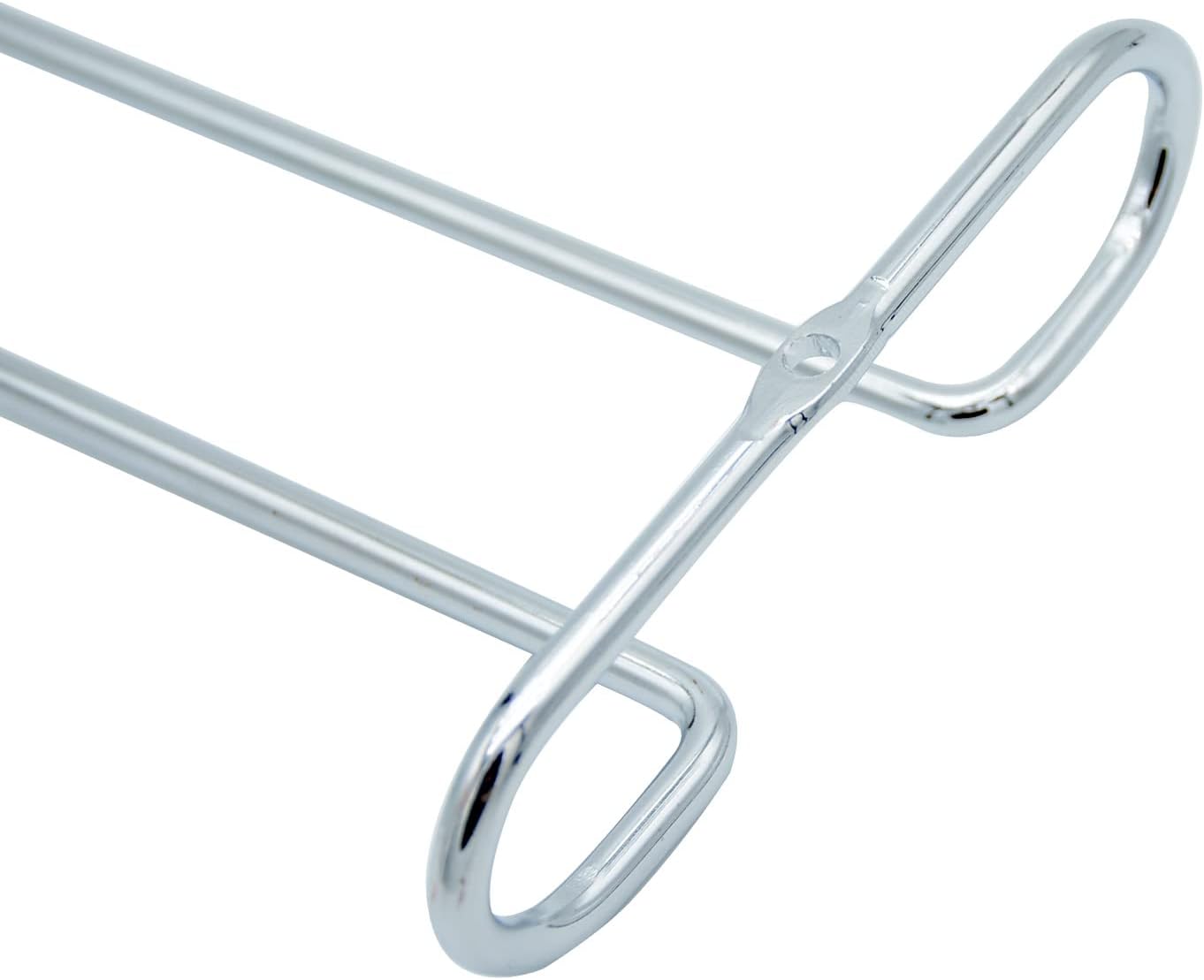 10 Inch Wine Glass Rack Under Cabinet Shelf Stemware Storage Hanging Hanger Organizer Glasses Holder with Drying Under Counter Metal for Kitchen and Bar Set of 2 Silver