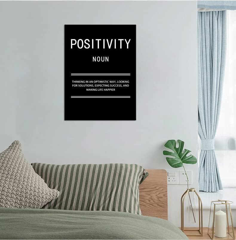 Inspirational Wall Art Positivity Noun Motivational Canvas Painting Quotes Poster Prints Wall Pictures for Living Room Home Decor Office Framed Ready to Hang [18''W x 24''H]