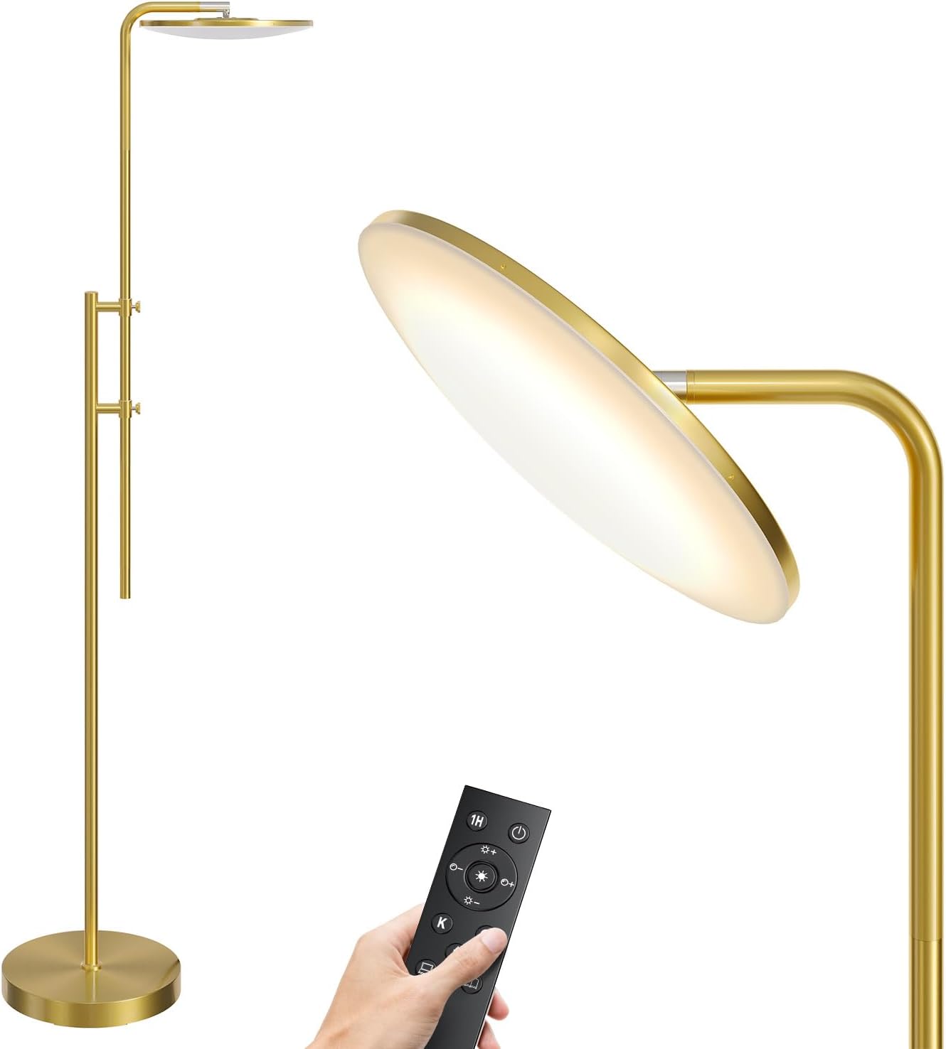 SUNMORY 32W/3000LM Floor Lamps, Super Bright LED Standing Lamp with Remote Control, Adjustable Tall Lamp with 350°Rotating Head, Modern Dimmable Torchiere Corner Lamp for Living Room, Bedroom, Office