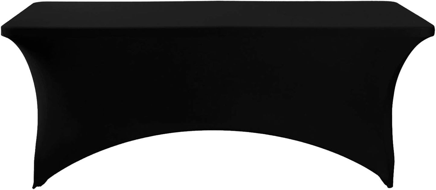 Spandex Table Cover for 6Ft or 4fT or 8ft Table Universal Fitted Stretch Tablecloth for Party, Banquet, Wedding and Events-Black
