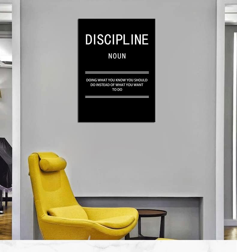 Inspirational Canvas Positive Wall Art Motivational Discipline Noun Wall Art Poster Quotes Success Canvas Artwork Picture Print Framed for Home Office Living Room Gym Wall Decor[18''W X 24''H]