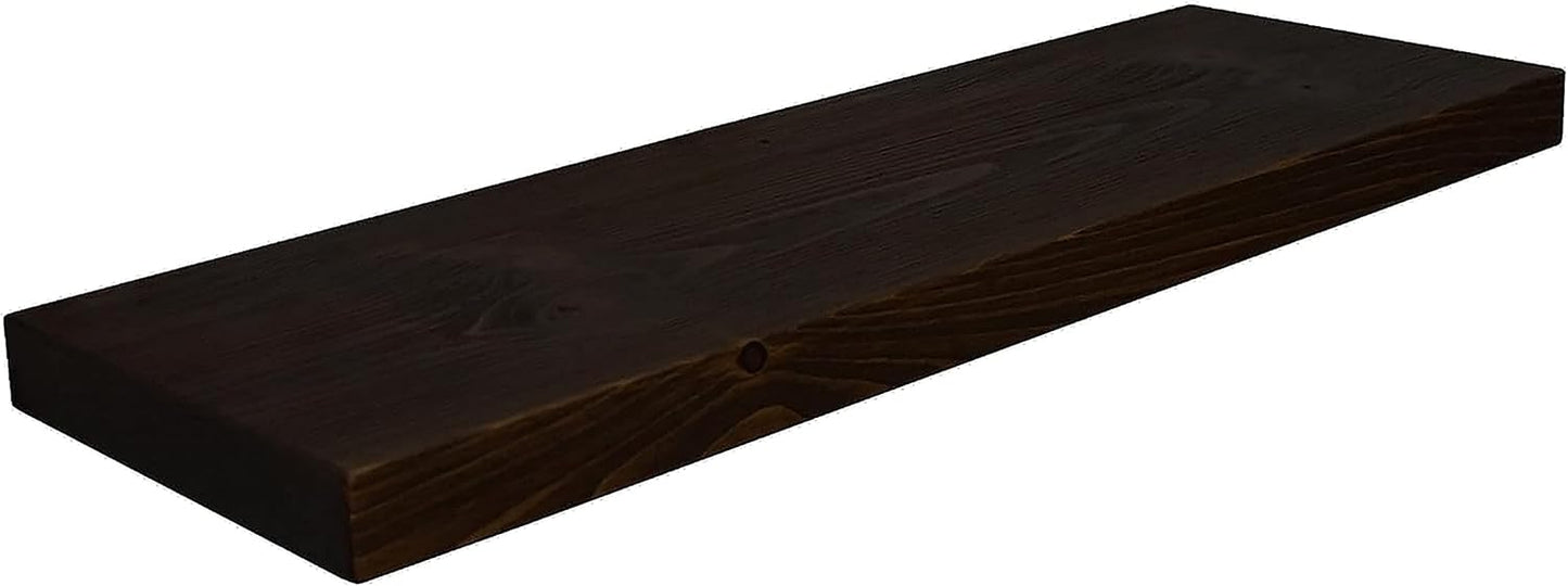 Joel's Antiques 24 Inch Wooden Floating Shelves for Wall - 24x12x2 in - Made of Natural Wood - Short Deep Heavy Duty Rustic Wall Shelves for Bedroom - Perfect for Bathroom, Kitchen - Mocha