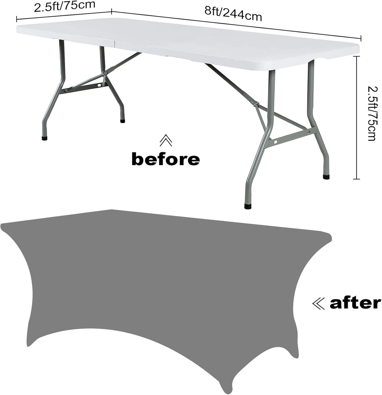 SuperO Waterproof Spandex Table Cover for 8FT Table Universal Fitted Stretch Tablecloth for Party, Banquet, Wedding and Events-Royal Blue