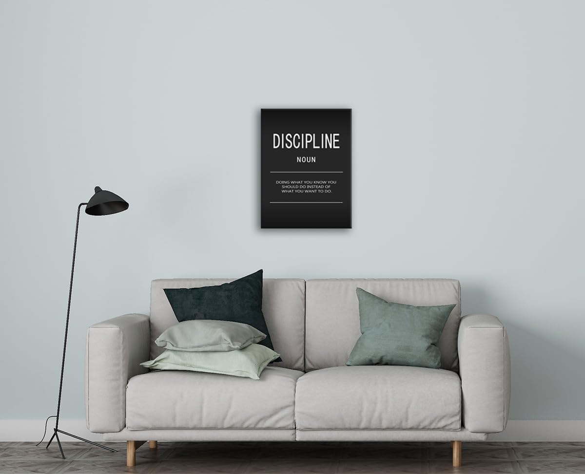 Office Decor Discipline Noun Inspirational Canvas Wall Art Inspiring Painting Prints Motivational Quotes Posters Inspiration Living Room Home Decor Artwork Framed Ready to Hang[18" W x 24" H]