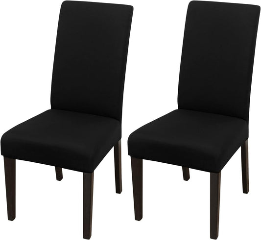 JQinHome Dining Chair Covers Dining Room Chair Slipcovers, 2 Pack High Stretch Removable Washable Parsons Chair Slipcover for Home Party Hotel Wedding Ceremony (Black)