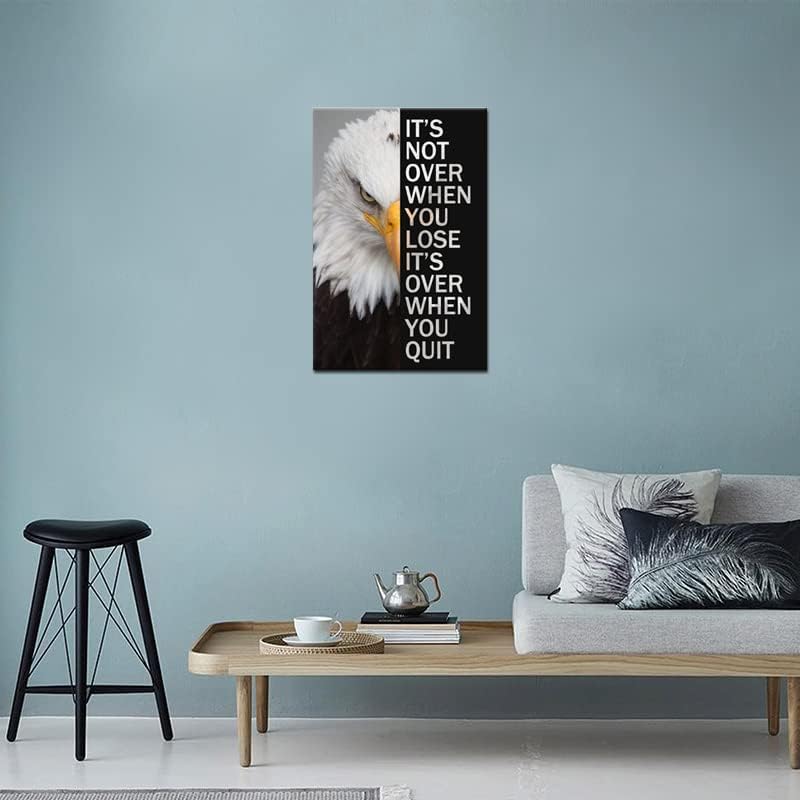 WYJZDZQ8 Animal Motivational Canvas Office Print Wall Art Eagle Inspirational Picture Animal Poster Painting Modern Inspiring Artwork for Home Living Room Office Decor Ready to Hang [12''W x 18''H]