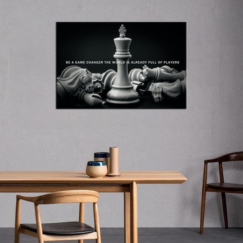 Be A Game Changer The World Is Already Full Of Players Motivational Wall Art International Chess Inspirational Poster Canvas Painting Prints Wall Pictures for Home Decor Framed Artwork [24''W x 36''H]