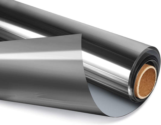 HIDBEA One Way Privacy Window Film, Daytime Mirror Reflective Heat Control UV Sun Blocking Non-Adhesive Static Cling Window Tint for Home and Office(Black-Silver, 41.3 Inch x 19.6 Feet)