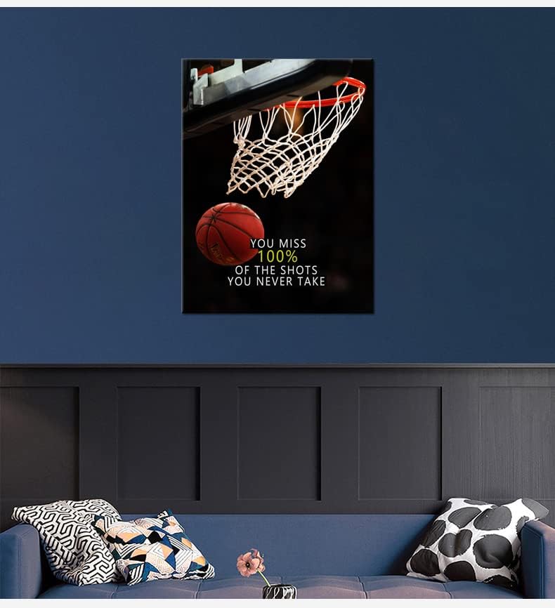 Motivational Sports Star Quotes Canvas Wall Art Inspirational Positive Affirmation Poster Decor Print Modern Inspiring Picture Painting Framed Artwork for Office Home Wall Decor[18''W X 24''H]