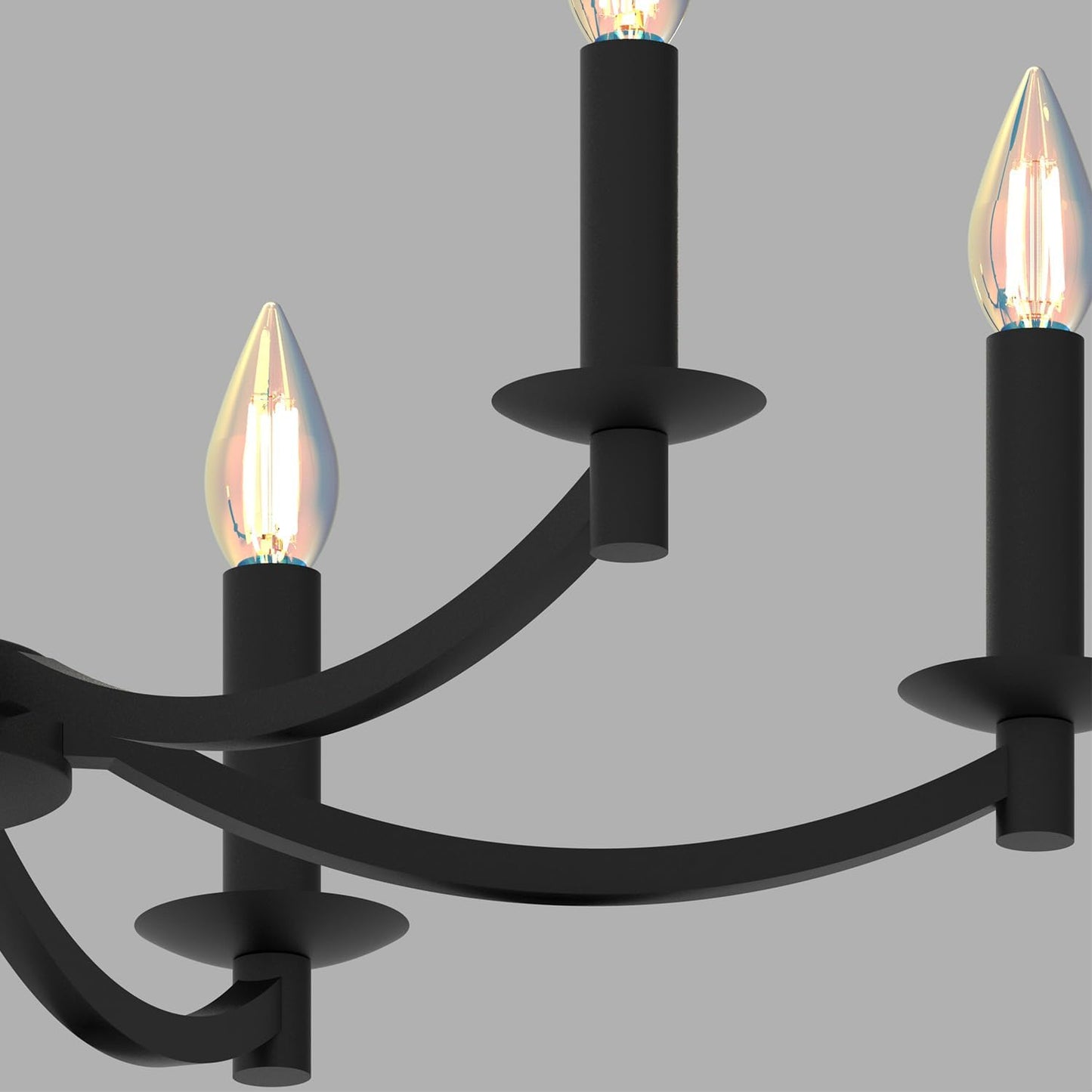 Modern Black Chandelier, Round LED Ceiling Hanging Lamp, Farmhouse Candle Pendant Light Fixtures for Bedroom Living Room Dining Room Kitchen Island (Black-A 6Lights)