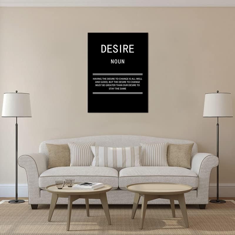 WYJZDZQ8 Inspirational Canvas Office Print Wall Art Desire Noun Motivational Picture Poster Painting Modern Inspiring Artwork for Home Living Room Bedroom Decor Ready to Hang [30''W x 40''H]