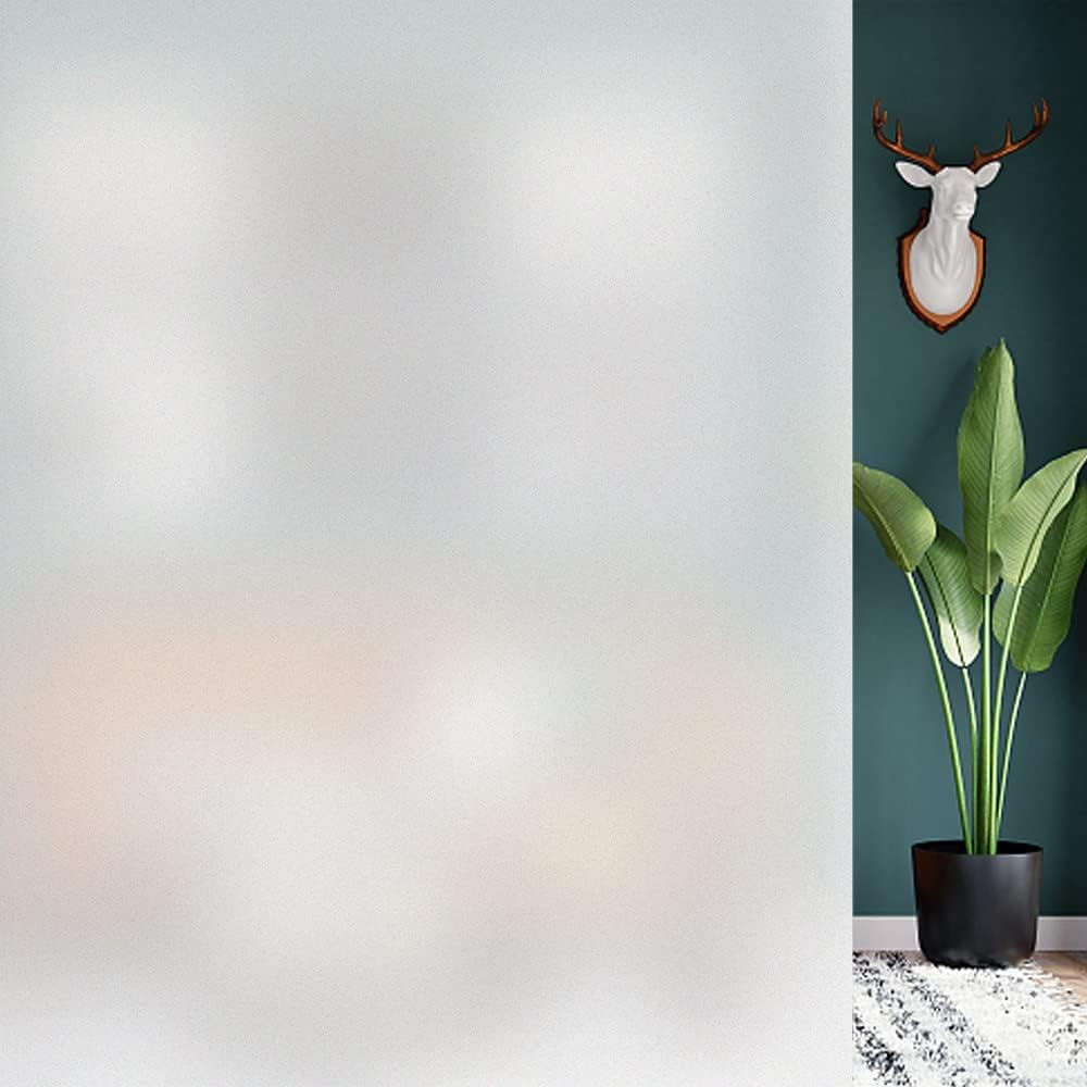 HIDBEA Frosted Window Privacy Film - Non Adhesive Static Cling Glass Stickers Sun UV Blocking Heat Control Door Covering Decals for Home Office, 23.6 x 118.1 Inch