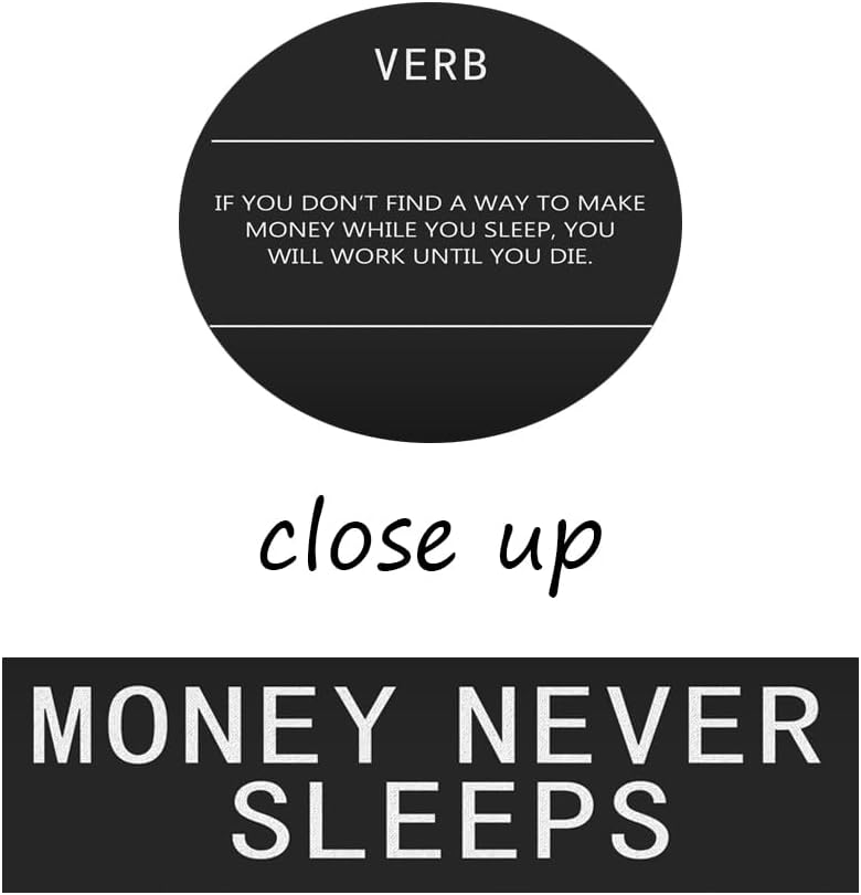 Inspirational Office Framed Canvas Wall Art Money Never Sleeps Verb Black and White Motivational Quotes Paintings Artwork Wall Home Living Room Bedroom Decor Framed and Stretched[30" W X 40" H]