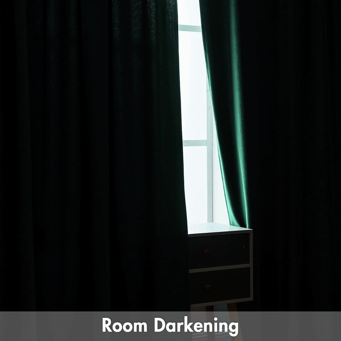 MIULEE Dark Green Velvet Curtains Thermal Insulated Blackout Curtain Christmas Emerald Green Drapes for Bedroom Living Room Darkening 63 Inches Long Curtains Panels Rod Pocket Set of 2