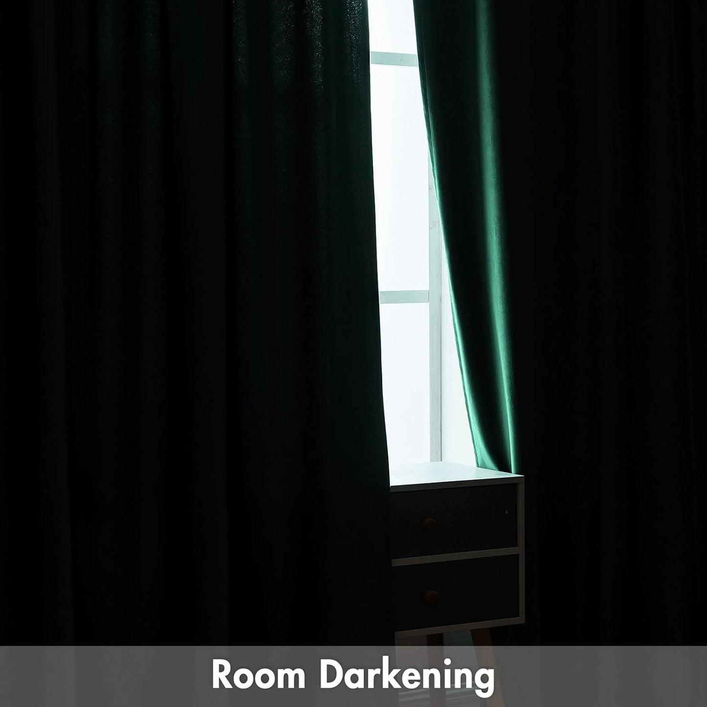 MIULEE Dark Green Velvet Curtains Thermal Insulated Blackout Curtain Christmas Emerald Green Drapes for Bedroom Living Room Darkening 96 Inches Long Curtains Panels Rod Pocket Set of 2