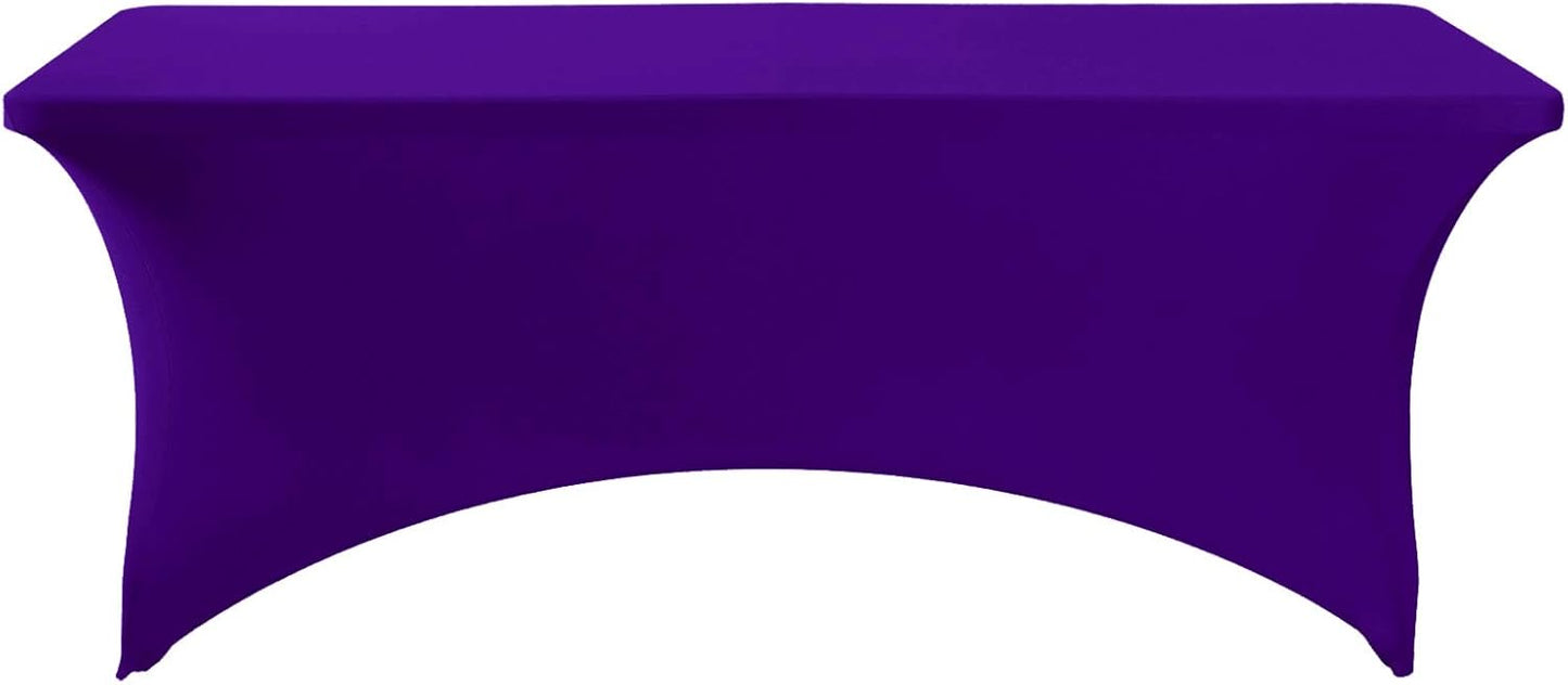 Spandex Table Cover for 8FT or 4ft or 6ft Table Universal Fitted Stretch Tablecloth for Party, Banquet, Wedding and Events-Purple