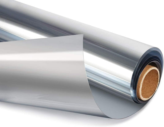 HIDBEA One Way Window Privacy Film Daytime, Heat Control UV Blocking Reflective Mirror Window Tint for Home, Non-Adhesive Self Static Cling Window Stickers (Silver, 17.5 Inch x 6.5 Feet)