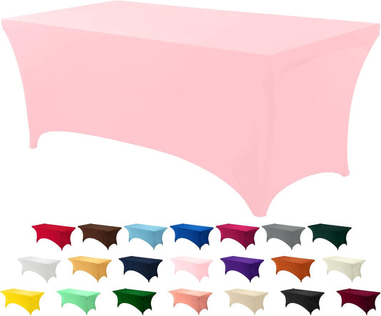 Utopia Kitchen 6FT Spandex Tablecloth [1 Pack, Pink] 200 GSM Stretch, Fitted, Washable and Wrinkle Resistant Table Cloth Rectangle Cover for Trade Shows, Wedding, Parties [72Lx30Wx30H Inch]