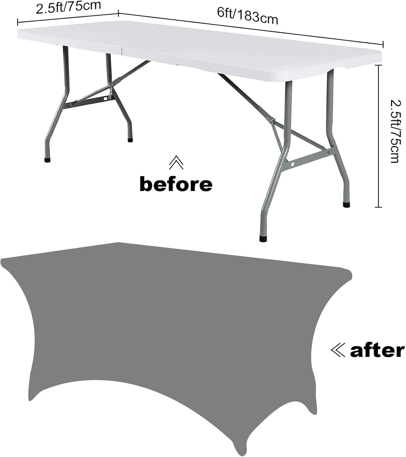 SuperO 2Pack Waterproof Spandex Table Cover for 6FT Table Universal Fitted Stretch Tablecloth for Party, Banquet, Wedding and Events-Lavender