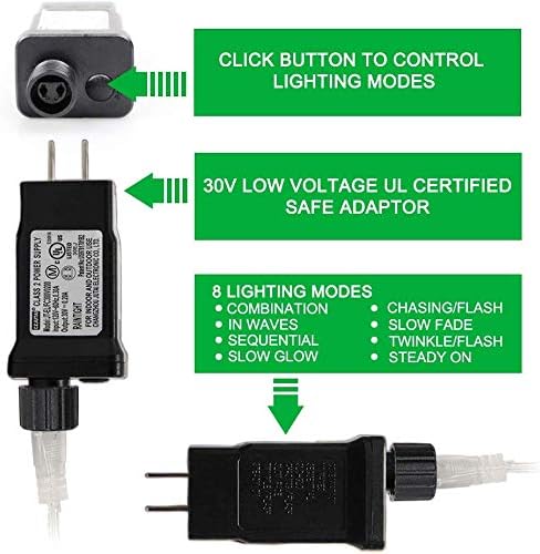 33FT 100 LEDs String Lights Waterproof Fairy Lights 8 Modes with Memory 30V UL Certified Power Supply for Home, Garden, Wedding, Party, Christmas Decoration Indoor Outdoor (Blue)