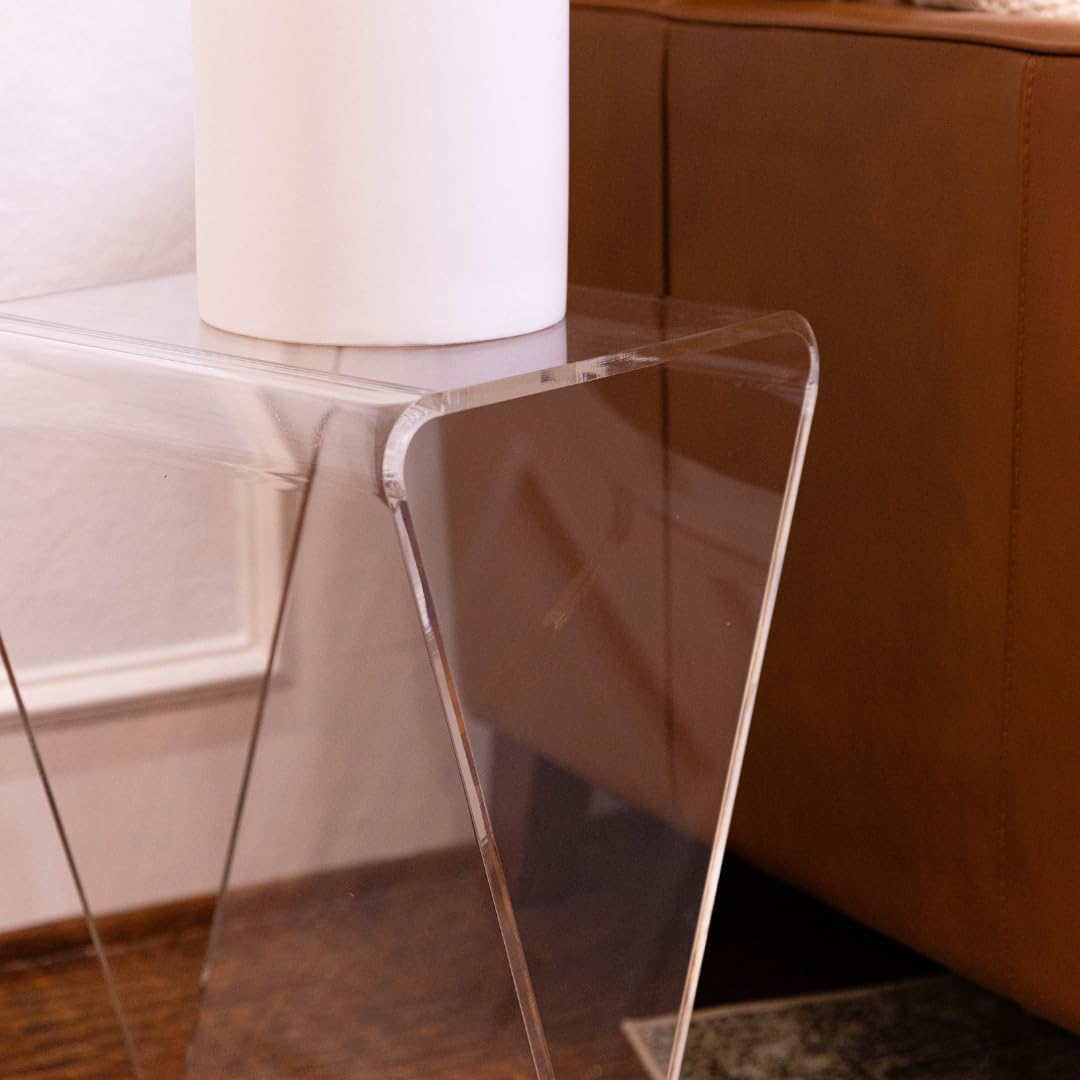 Clarte Acrylic V-Shaped End Table | Side Table for Living Room or Nighstand for Bedrooms | Premium Durable Glass-Like Design
