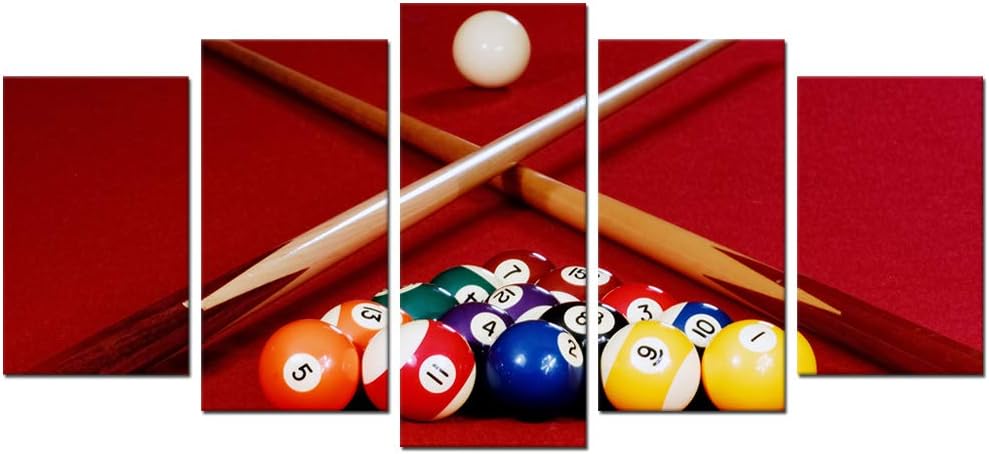 Biuteawal Playing Pool Table Billiard Balls Picture Canvas Wall Art Sport Giclee Prints Snooker Photo Painting for Home Game Room Club Bar Wall Decoration