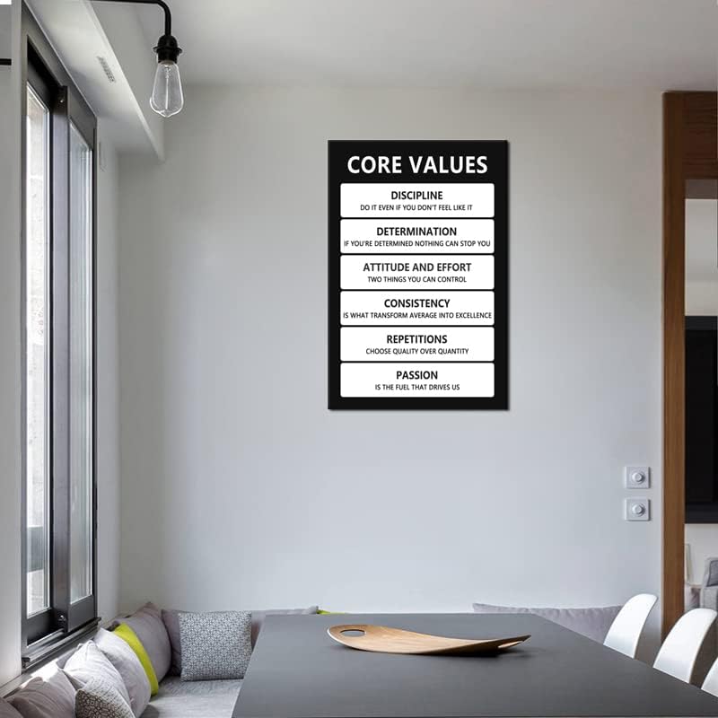 Inspirational Poster Motivational Canvas Wall Art Inspiring Core Values Prints Artwork for Office Living Room Modern Home Decor Painting Pictures Stretched and Framed Ready to Hang [24''Wx 36''H]