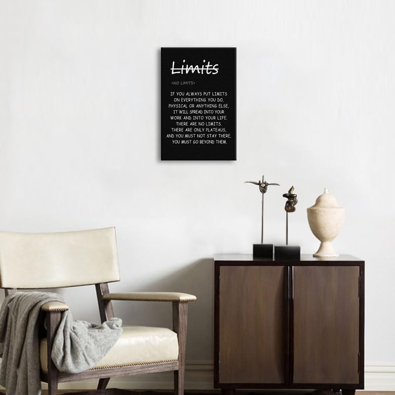Motivational Wall Art ‘There are no limits’ from Bruce Lee's Inspirational Canvas Poster Printed Modern Artwork for Office living room Bedroom Home Decor Framed Ready to Hang [12" W X 18" H]