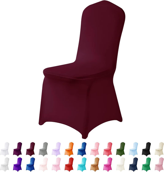 Spandex Chair Covers, 25PCS, Washable Protector for Living Room, Party, Banquet, Wedding, Hotel (Burgundy)