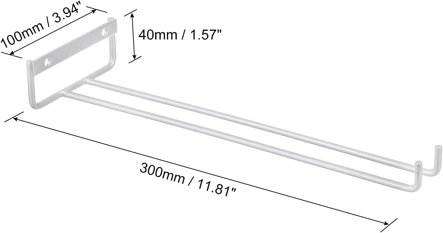 uxcell 5Pcs Wine Glass Rack, 11.81 Inch Iron Wine Glasses Rack Under Cabinet Stemware Rack - Wall Mountable Wine Glass Holder Storage Hanger for Bars Coffee Restaurants Kitchens, Silver