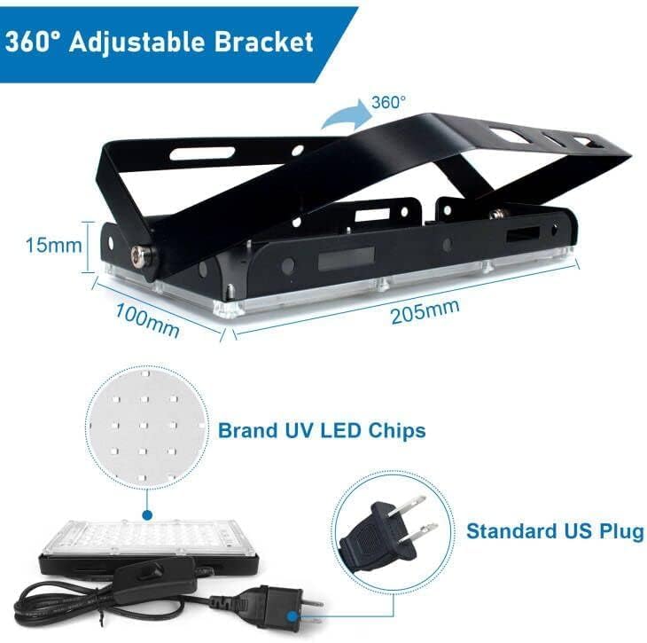 50W Black Lights, Blacklight Flood Light with Plug and Switch,for Glow Party, Halloween, Fluorescent Poster, Stage Lighting, Body Paint