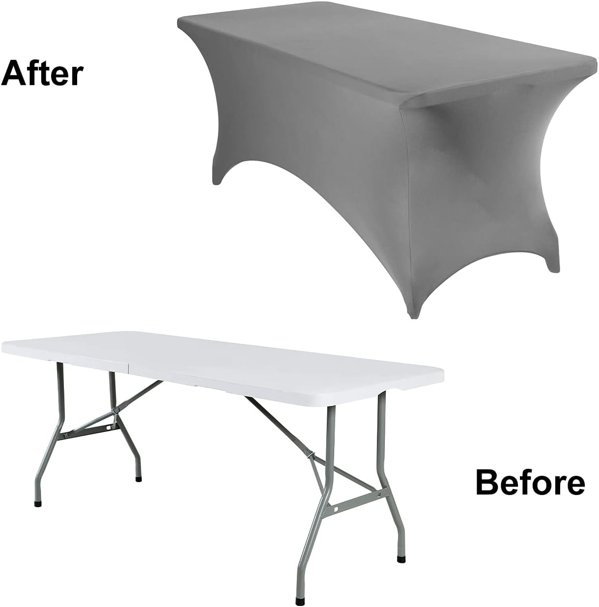 4Pack Spandex Waterproof Table Covers 6ft，Spandex 6ft Waterproof Table Cover for Party,Wedding, Banquet, and Events(Gary)